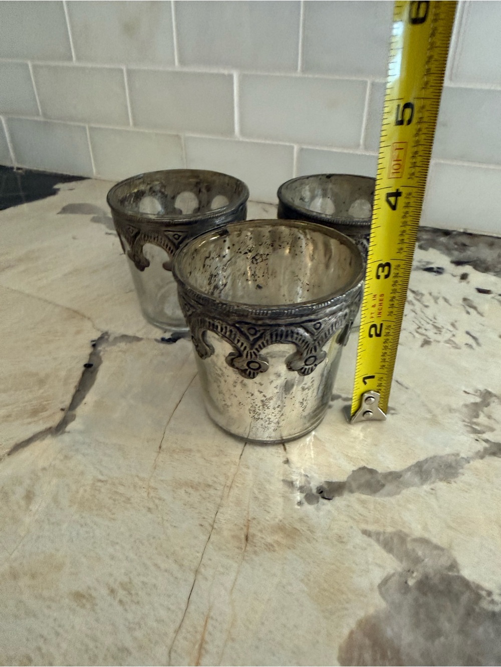 Mercury Glass & Metal Votive Candle Holders (3) - Picture 3 of 4
